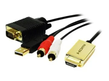 LogiLink video/ljud-kabel HDMI hane till 15 pin D-Sub (DB-15), RCA x 2 hane, 2 m