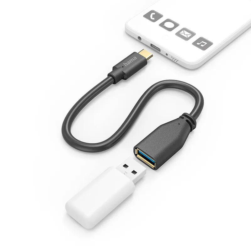 Hama USB-kabel USB 3.2 Gen1 USB-A uttag, USB-C®-kontakt 0.15 m Svart 00201605