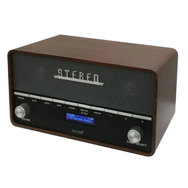 Denver: Radio FM DAB+ Klocka Bluetooth DAB-36 Trähölje