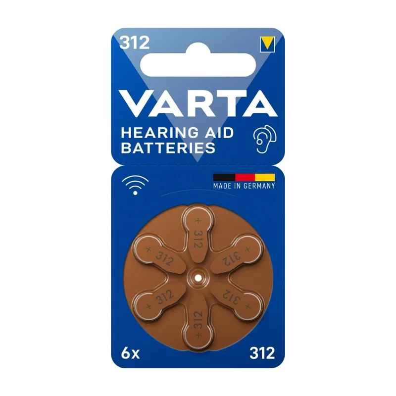 Varta hörapparatsbatteri 312 (PR41), 6-pack