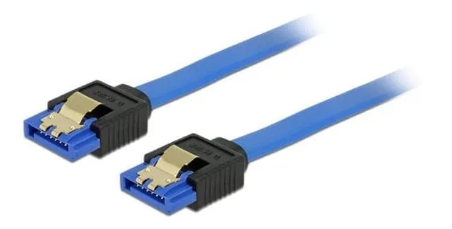 DeLOCK SATA-kabel, raka kontakter, SATA 6Gb/s. 0,2m, blå