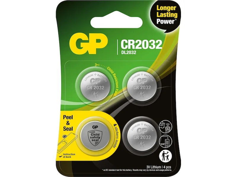 GP CR2032 3V batteri till moderkort, 4-pack