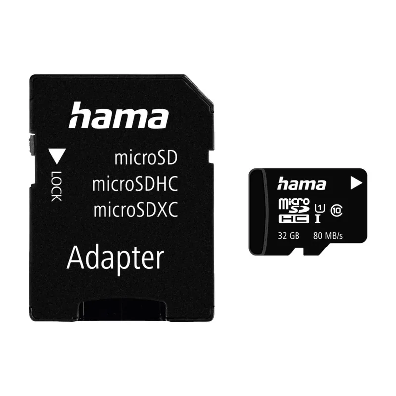 Hama microSDHC-minneskort 32 GB, klass 10, UHS-I, 80 MB/s, svart