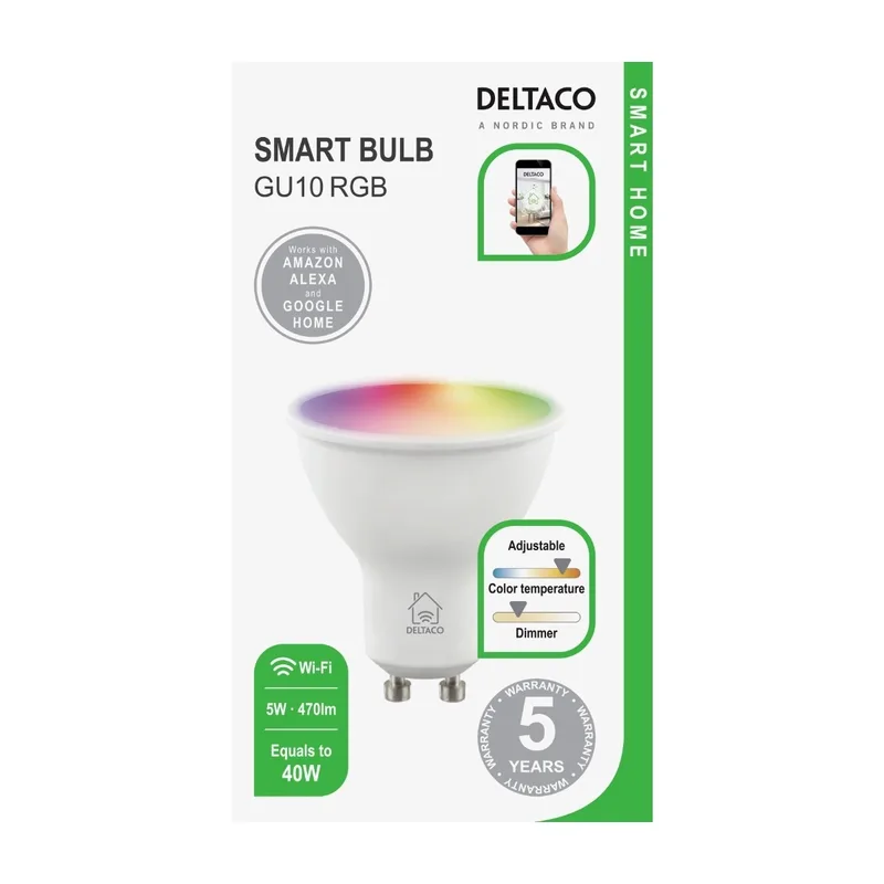 DELTACO SMART HOME LED-lampa, GU10