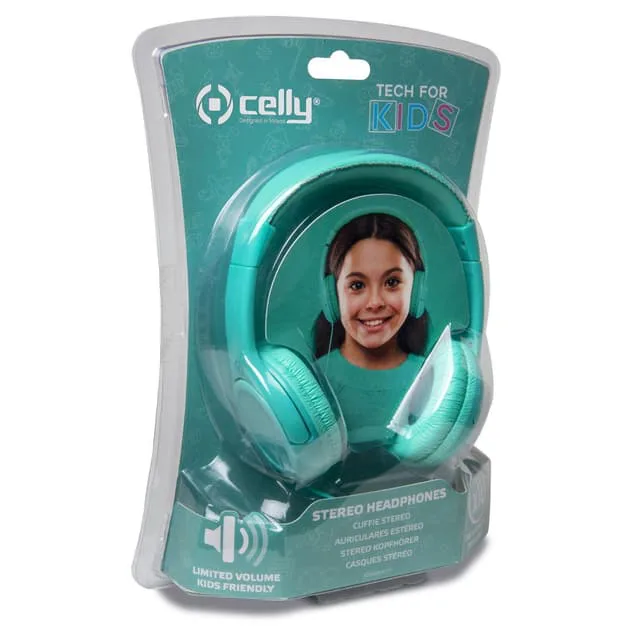 Celly KidsBeat Hörlurar max 85dB Tiffanyblå