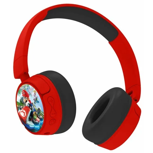 OTL Technologies Trådlösa Bluetooth V5.3 hörlurar för Super Mario med blått laddningsfodral