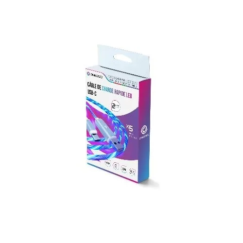 Oniverse USB-C snabbladdningskabel med LED, 2 m, vit