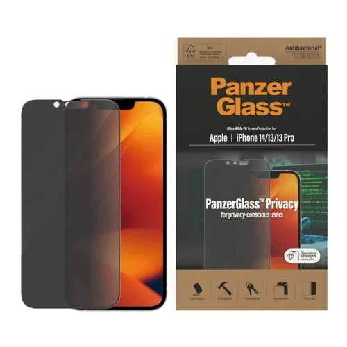 PanzerGlass - Privacy Screen Protector Apple iPhone 14 - 13 - 13 Pro - Ultra-Wide Fit