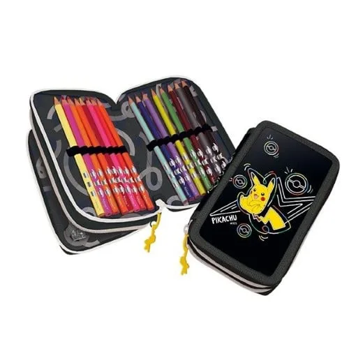 Pokémon Neon pennfodral, 2-Compartment, fyllt