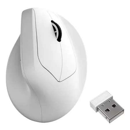 Keychron M5 vertikal ergonomisk mus, trådlös, 30000 DPI, vit