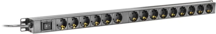 Deltaco GT-8513 grenuttag 15xCEE 7/4 + 1xCEE 7/7, petskyddad, 1U, 2 m