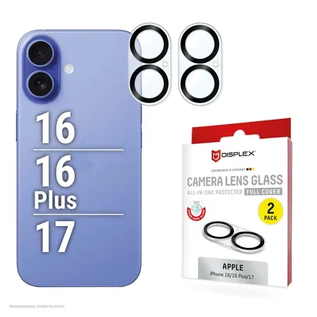 Displex Full Cover kameralinsskydd, iPhone 16/16 Plus/17
