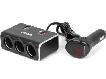 Avdelare för cigarettändaruttag med laddare 2x usb-a qc3.0 12v 24v 120w 80cm amio-04364