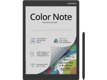 PocketBook Color Note, 26,2 cm (10.3"), E Ink Kaleido, 1404 x 1872 pixlar, ACSM, AZW, AZW3, CBR, CBZ, CHM, DOC, DOCX, DjVu, EPUB, EPUB DRM, FB2, FB2.