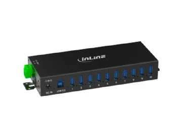 InLine 35396C, USB 3.2 Gen 1 (3.1 Gen 1) Type-B, USB 3.2 Gen 1 (3.1 Gen 1) Type-A, 5000 Mbit/s, Svart, Gjuten aluminium, ?DC