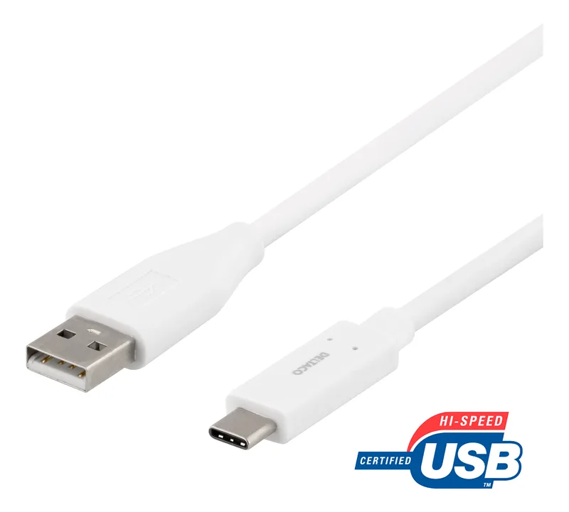 USB-C 2.0-kabel Typ C ha till A ha, 0,5 meter, Deltaco