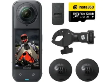 Insta360 X5 Motorcycle Bundle, 8K Ultra HD, 72 MP, 120 fps, Wi-Fi, Bluetooth, 2400 mAh
