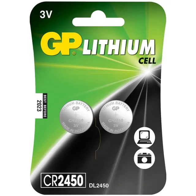 GP Knappcell Litium CR2450, 2-pack