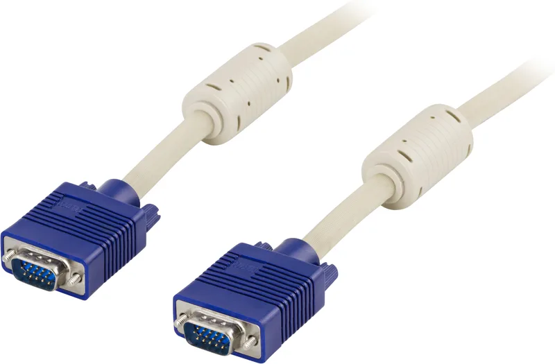 Deltaco VGA-kabel dubbelskärmad HD15 ha-ha, 2 m