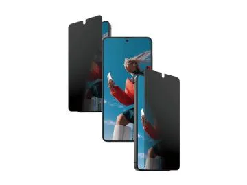 PanzerGlass - Skärmskydd för mobiltelefon - ultra-bred passning med FASTFIT IN-A-BOX - glas - med sekretessfilter - 2-vägs - ramfärg svart - för Samsu