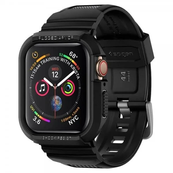 Spigen Apple Watch 44/45mm Skal med armband Rugged Armor Pro Svart