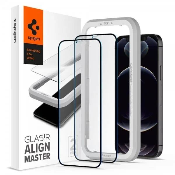 Spigen iPhone 12/iPhone 12 Pro Skärmskydd GLAS.tR ALIGNmaster FC 2-pack