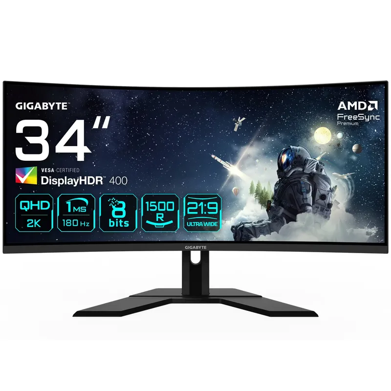 Gigabyte G34WQCP 34" WQHD böjd gamingskärm, 180 Hz