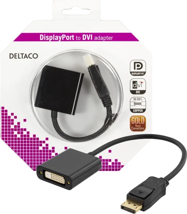 DELTACO DP-DVI14-K DisplayPort till DVI-D-adapter