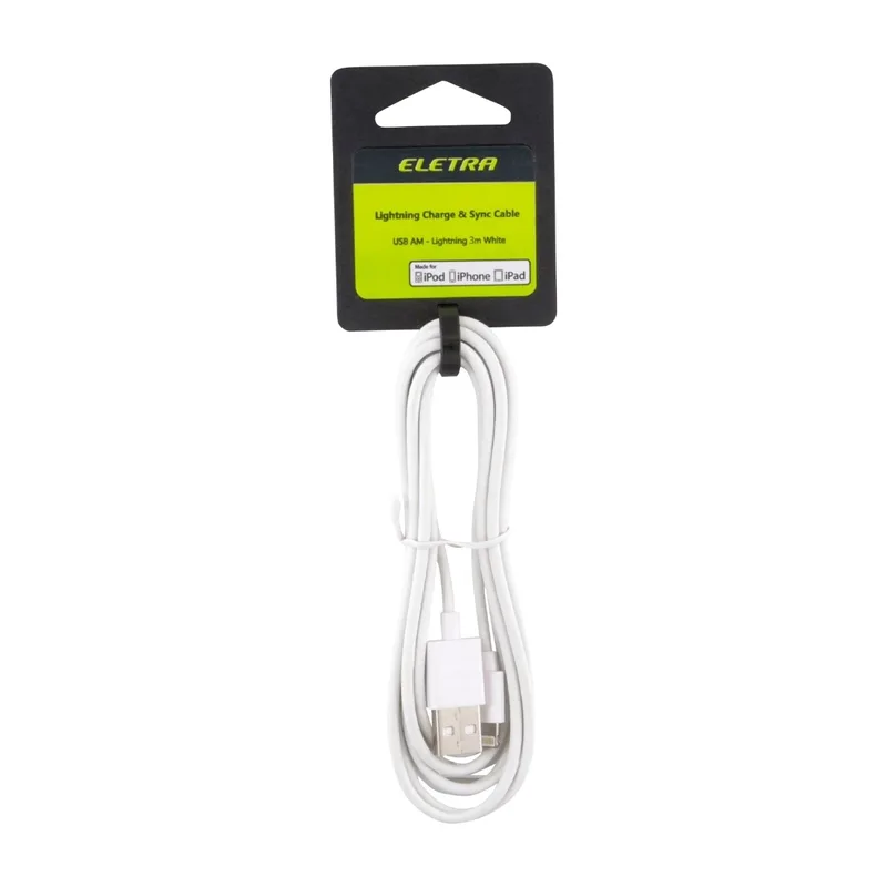 ELETRA USB-Lightning-kabel 3 m, vit