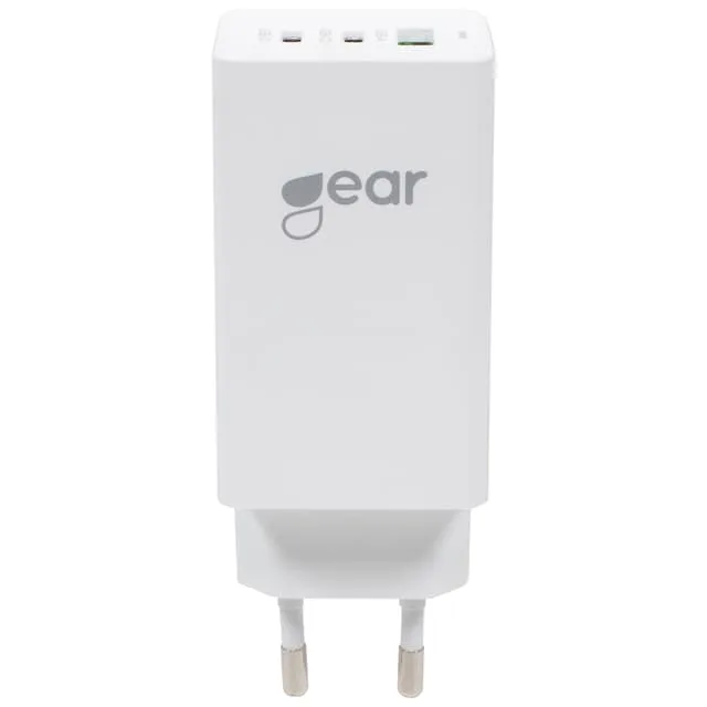 GEAR GaN-reseladdare USB-C PD 65W, 2xUSB-C+1xUSB-A
