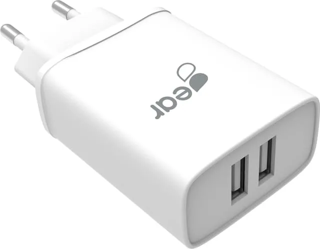 Gear 220V USB-A dubbel väggladdare 665095