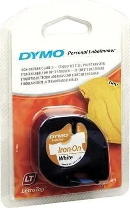 DYMO LetraTAG stryk-på tejp textil vit 12mm