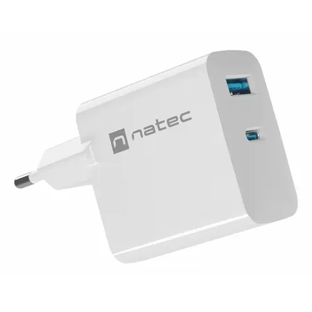 Natec RiberaGAN USB-A och USB-C-laddare, 65 W