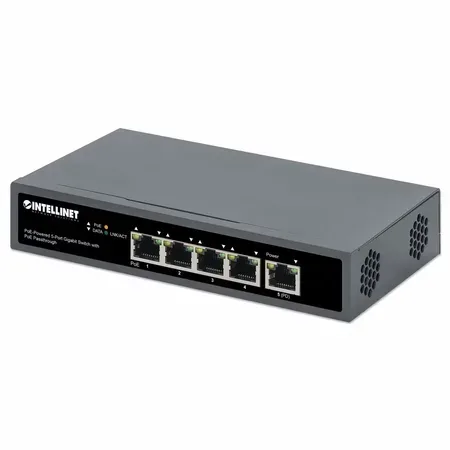 Intellinet PoE-Powered 5-Port Gigabit Switch RJ45 10 / 100 / 1000 MBit/s IEEE 802.3af (12.95 W), IEEE 802.3at (25.5 W), IEEE 802.3bt