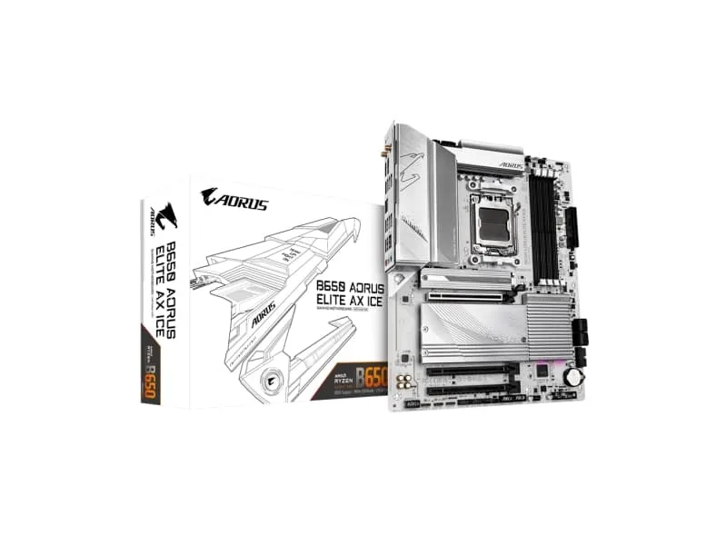 GIGABYTE B650 AORUS ELITE AX ICE, AMD, AM5-sockel, AMD Ryzen 7000 Series, AMD Ryzen 8000 Series, AMD Ryzen 9000 Series, AM5-sockel, DDR5-SDRAM, 256 G