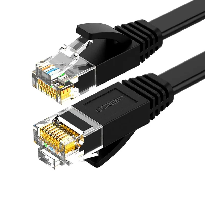 Platt RJ45 Ethernet Kat. 6 10m svart