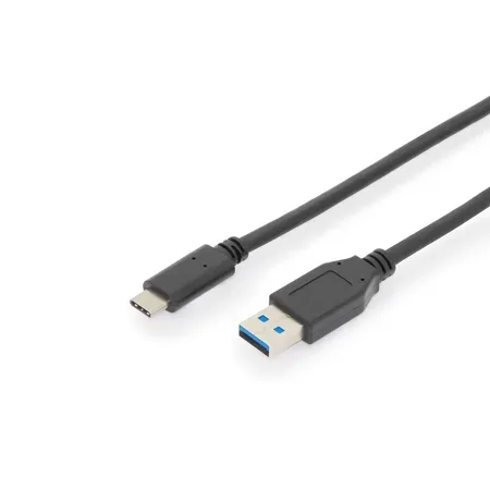 ASSMANN USB-C-kabel, USB 3.2 Gen 1, USB-C till USB-A, svart