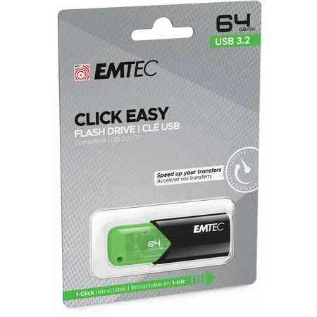 Emtec Click Easy USB-minne 64 GB USB Type-A 3.2 Gen 1 (3.1 Gen 1) svart, grön