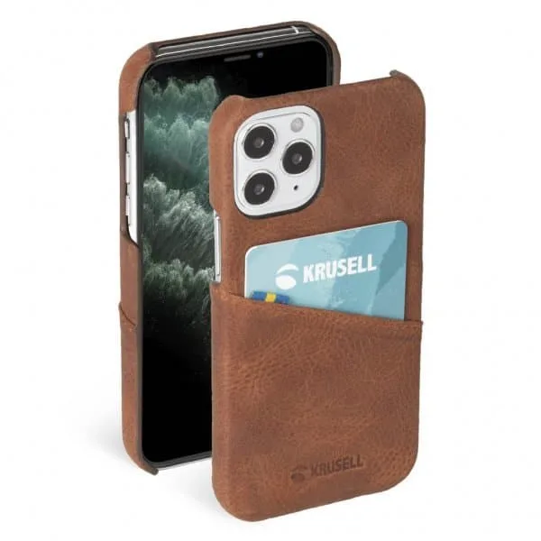 Krusell iPhone 12 Pro Max Skal Sunne CardCover Vintage Cognac