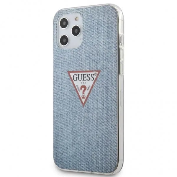 Guess iPhone 12 Pro Max Skal Denim Triangle Ljusblå