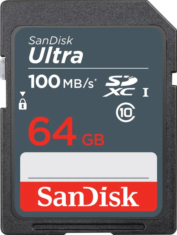 SanDisk Ultra 64GB SDXC Memory Card, up to 100MB/s, Class 10, Black/Grey