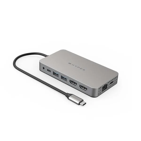 Targus HyperDrive Dual 4K HDMI 10-in-1 USB-C-hubb för M1/M2/M3 MacBooks, silver