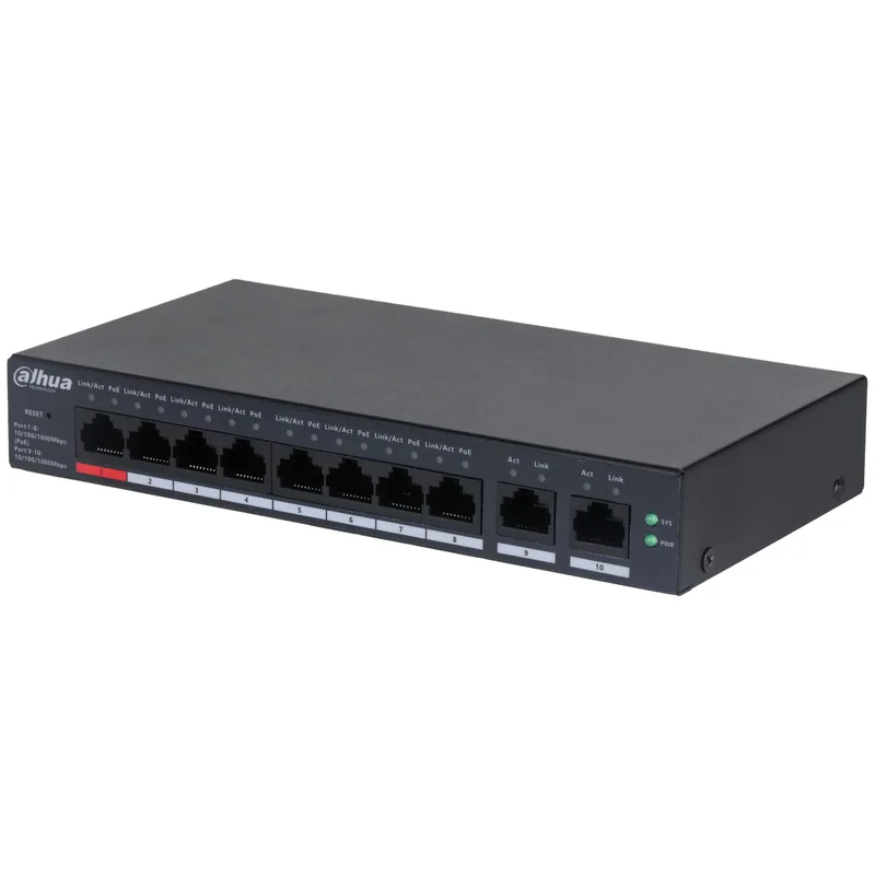 Dahua CS4010-8GT-110 10-portars molnbaserad skrivbords Gigabit switch med 8 PoE-portar