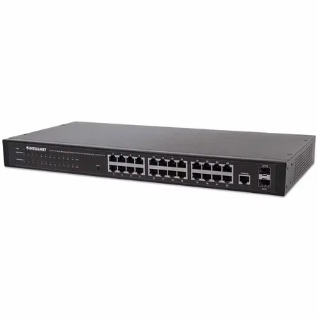 Intellinet 24-portars Gigabit-switch, rackmonterbar, webbhanterad, 4 SFP