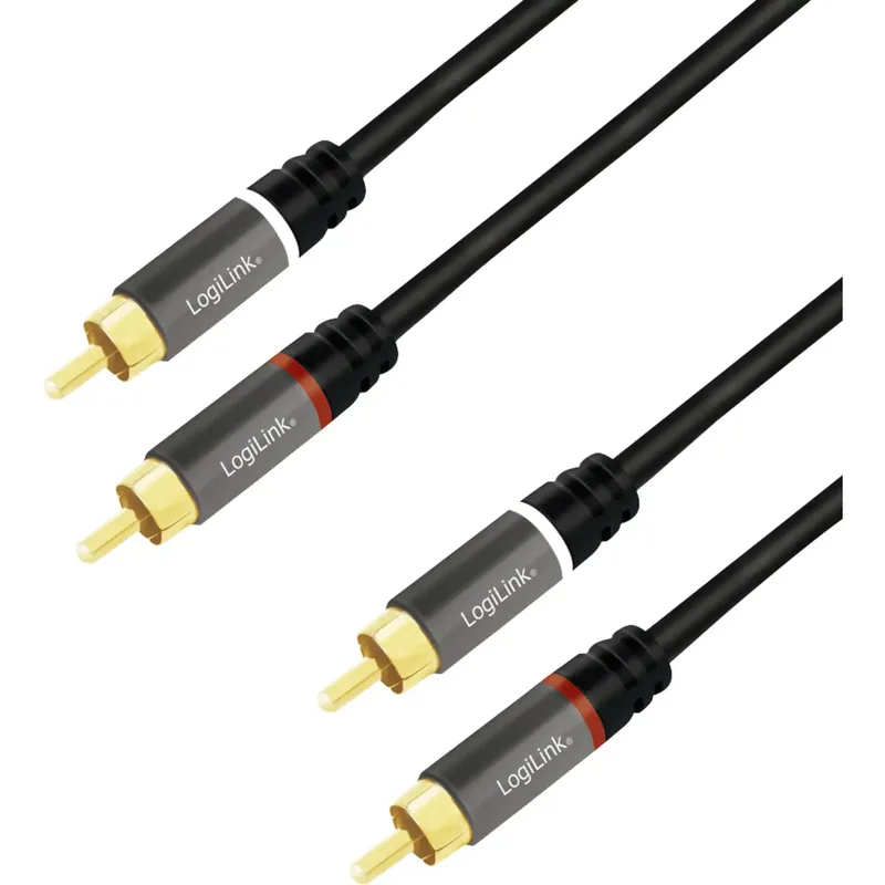 LogiLink CA1209 ljudkabel 2 x RCA 10 m, svart
