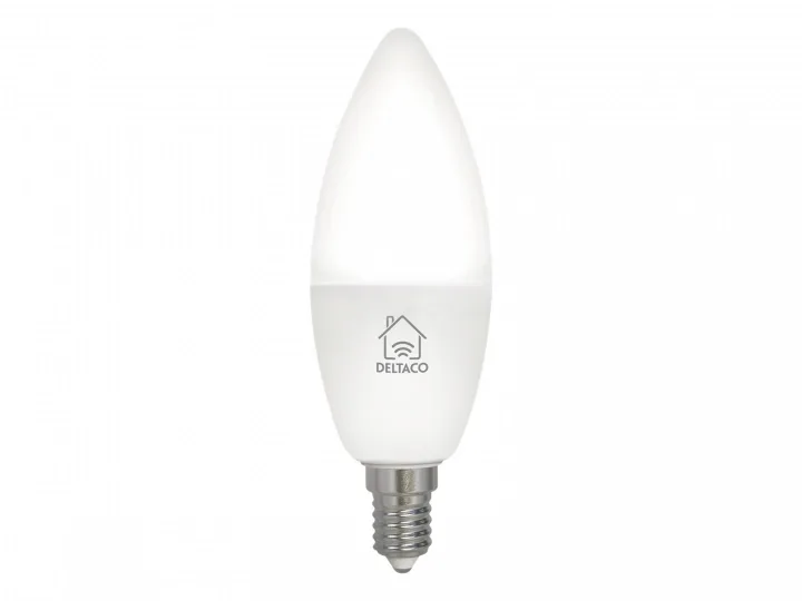 DELTACO SMART HOME LED-lampa, E14, WiFI, 4.9W, 2700K-6500K, dimbar, vit