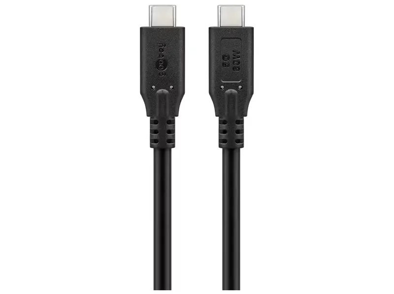 Goobay USB-C-kabel USB 3.2, 60 W, 5 Gbit/s, Power Delivery, 0,5 m, svart