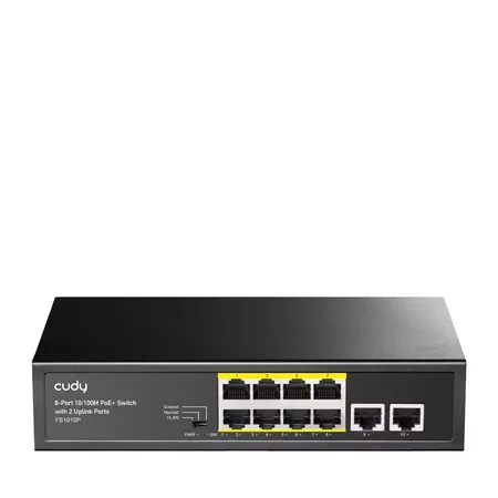 Cudy FS1010P nätverksswitch, Fast Ethernet, PoE, svart