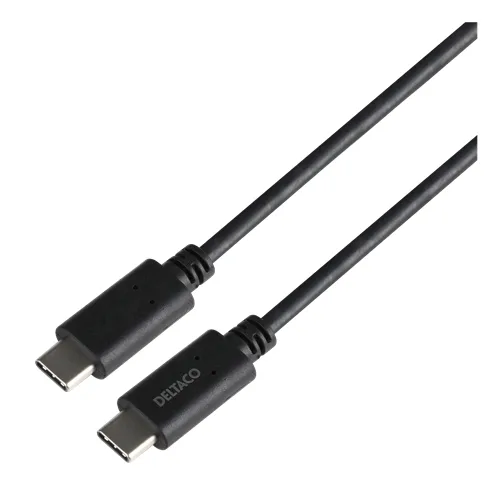 Deltaco USB-C-kabel 3.2 Gen 2, 10 Gbps, 240 W, 1 m, svart