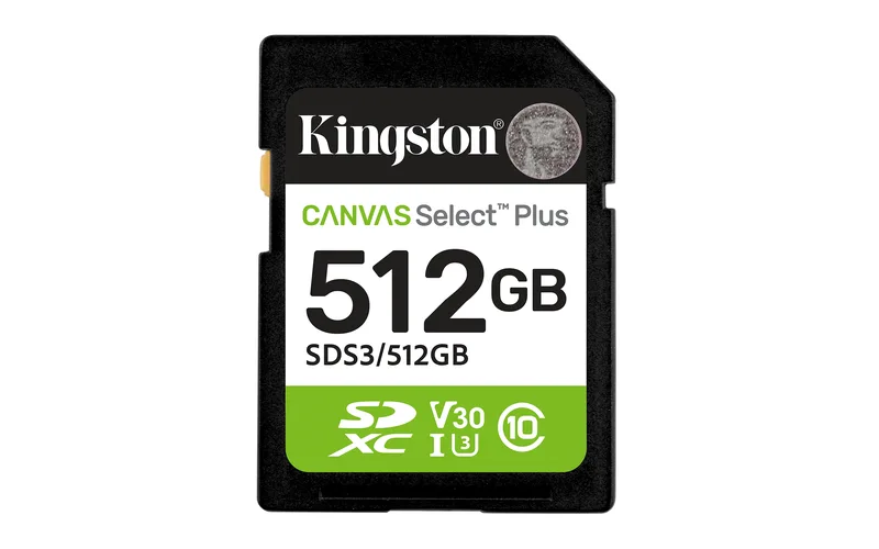 Secure Digital SDXC 512 GB Kingston Canvas Select Plus Gen3, 150 MB/sek läs, Class 10, A1, UHS-I U1